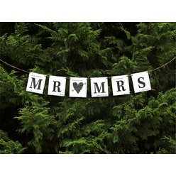 Girlanda papírová "Mr. a  Mrs." srdce